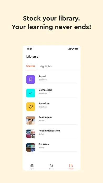 Lobab: Book Summaries, Library应用截图