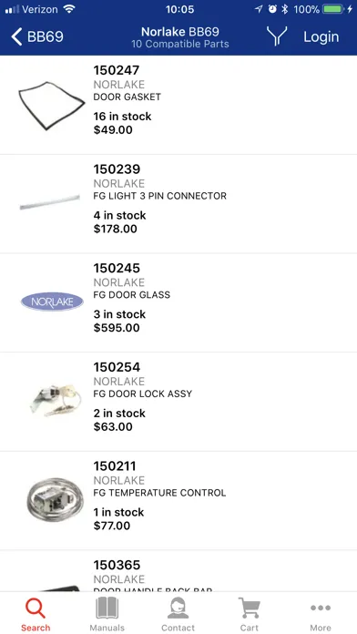 ภาพหน้าจอของ Nor-Lake/Master-Bilt OEM Parts