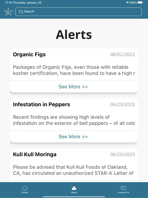 Star-K Kosher Info iPad  Screenshots