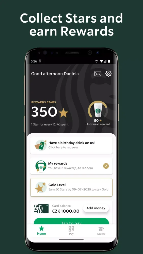 Ảnh chụp màn hình của Starbucks Czechia