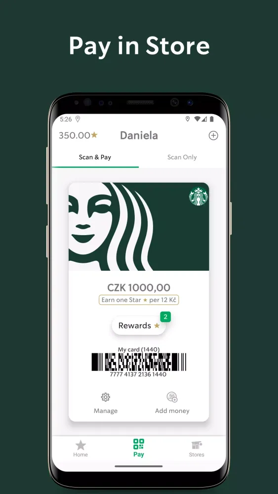 Ảnh chụp màn hình của Starbucks Czechia