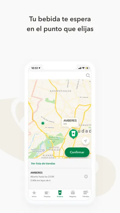 Capturas de tela do Starbucks México