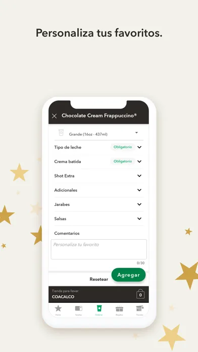 Capturas de tela do Starbucks México