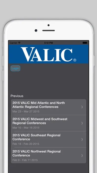 Capturas de tela do VALIC Meetings and Events