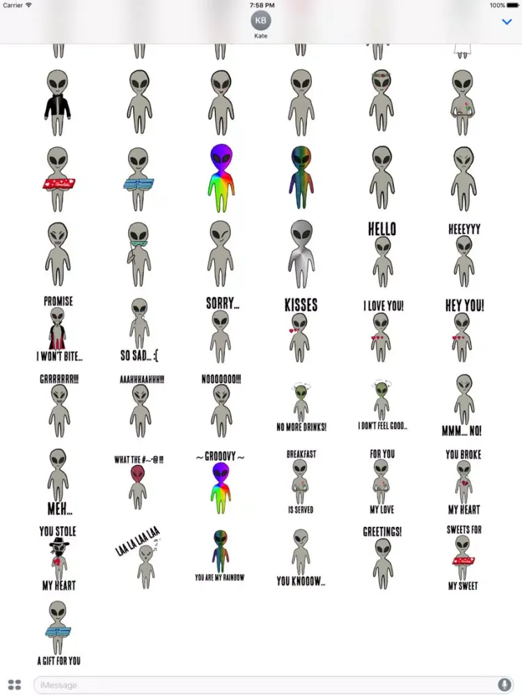 Скриншоты Alien Valentine's Stickers iPad 
