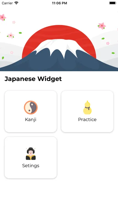 Tangkapan skrin Kanji Widget JLPT