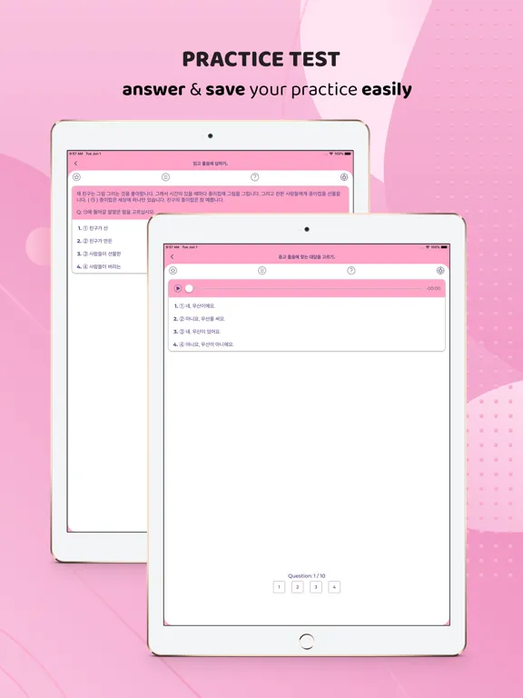 Tangkapan layar Topik Test - Learn Korean iPad 