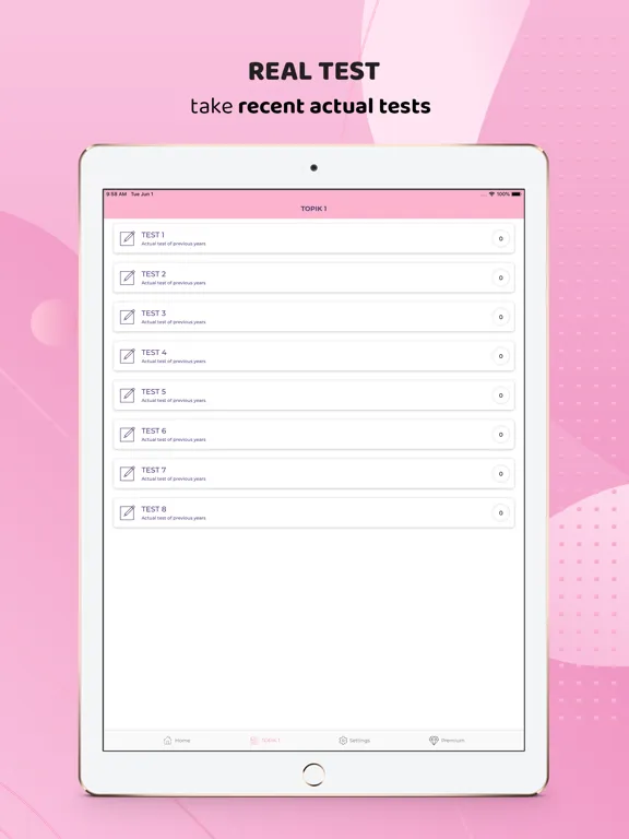 Tangkapan layar Topik Test - Learn Korean iPad 