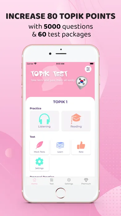 Tangkapan layar Topik Test - Learn Korean