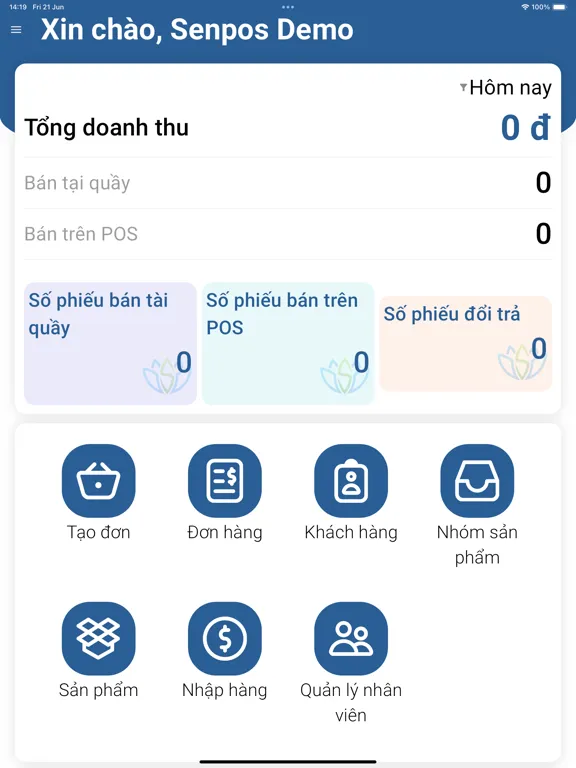 Tangkapan layar SenPos iPad 