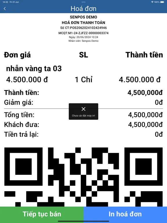 Tangkapan layar SenPos iPad 