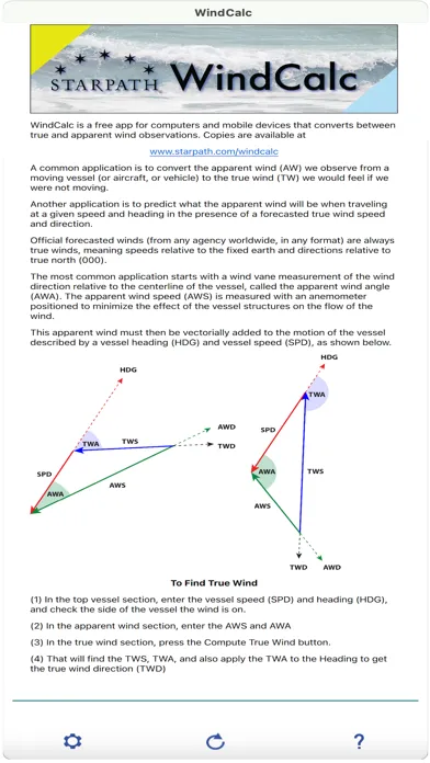 Tangkapan layar WindCalc