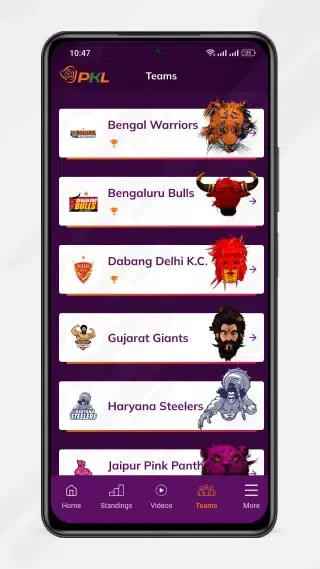 Pro Kabaddi Official App Screenshots