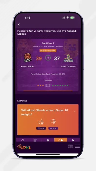 Скриншоты Pro Kabaddi Official App