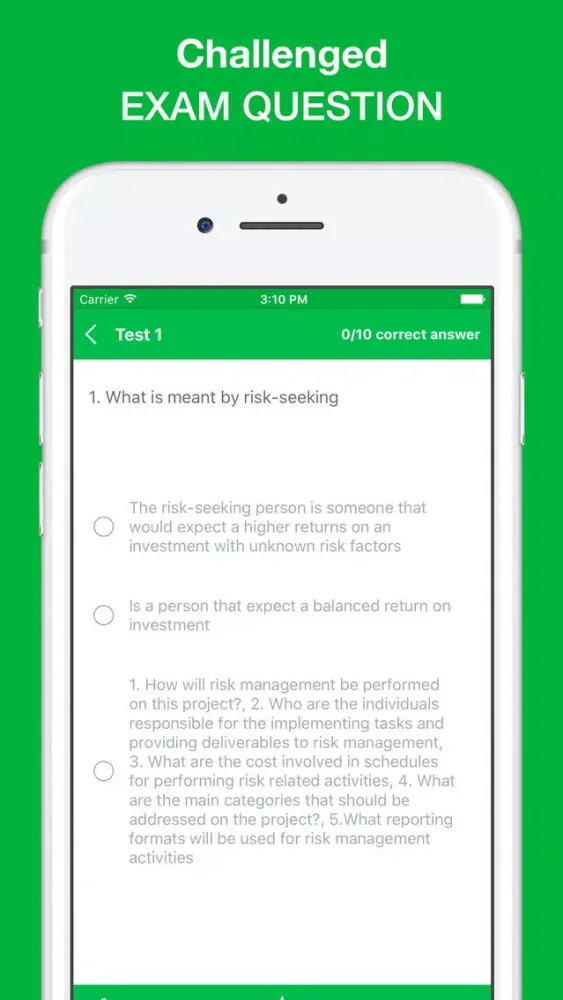 Screenshot di Risk Management Exam Question 2017