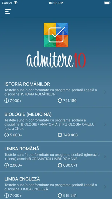 Capturas de pantalla de Admitere10 - teste grilă