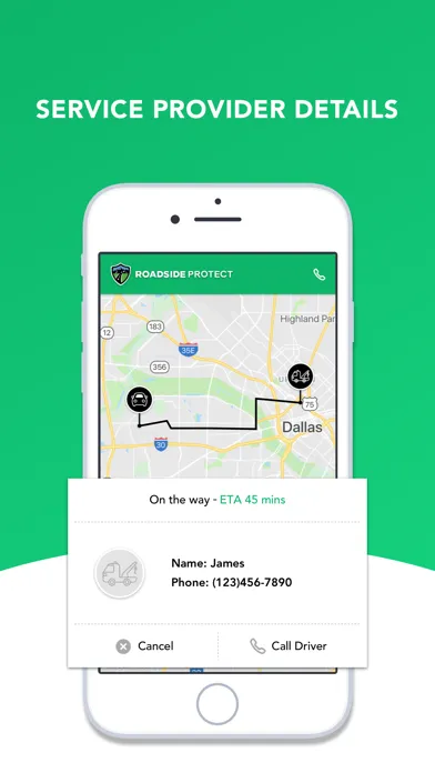 Capturas de tela do Roadside Protect Mobile