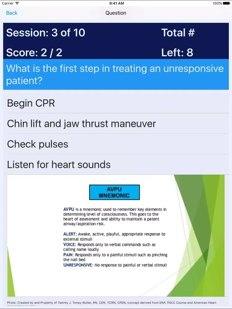 Capturas de tela do Medical Surgical Nurse Review iPad 