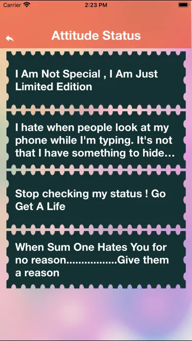 Tangkapan skrin Best Status & Cool Quotes fact