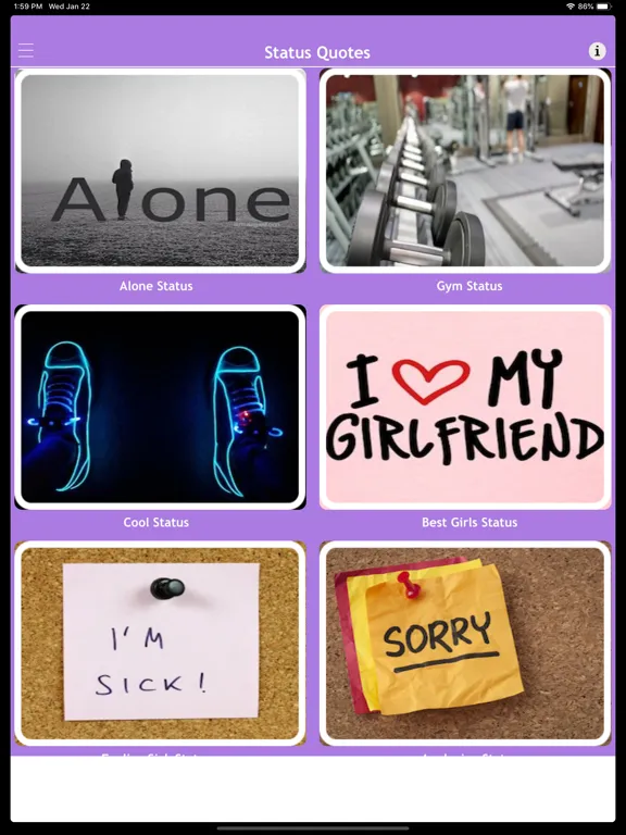 Ảnh chụp màn hình của Status Quotes Collection 2020 iPad 