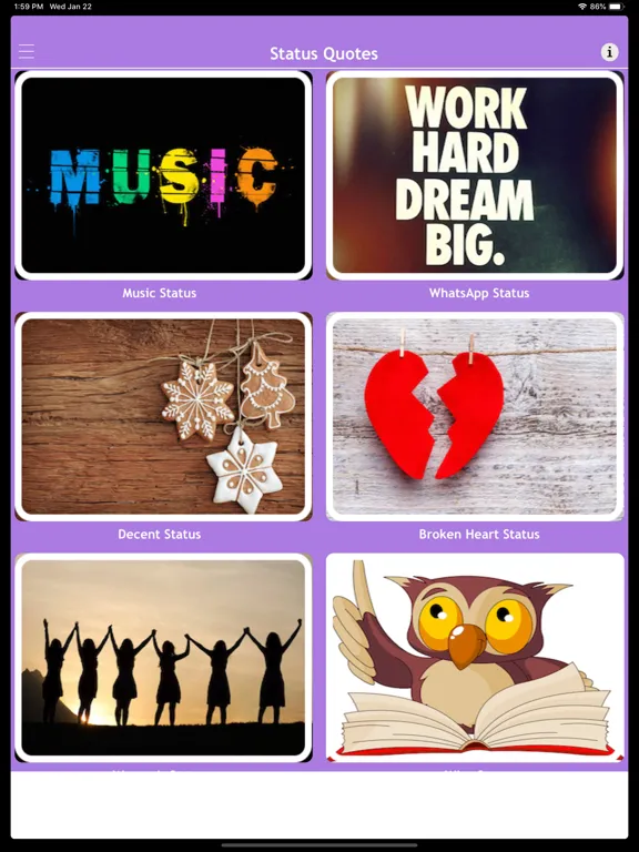 Ảnh chụp màn hình của Status Quotes Collection 2020 iPad 