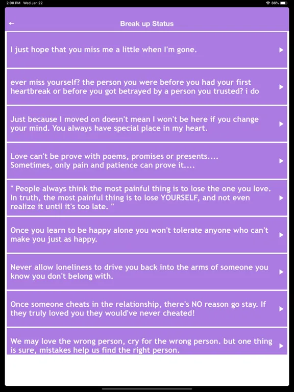Ảnh chụp màn hình của Status Quotes Collection 2020 iPad 