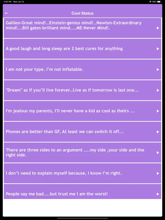 Ảnh chụp màn hình của Status Quotes Collection 2020 iPad 