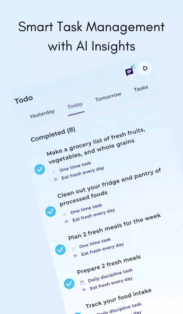 dyeno: AI Journal, Goals, Todo应用截图