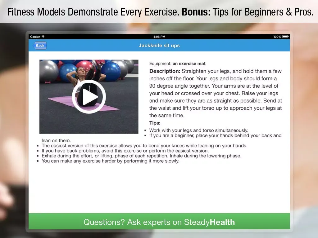 Скриншоты Ab workouts for men and women iPad 