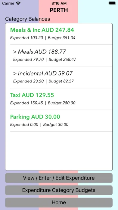 Capturas de tela do Travel Budget Tracker