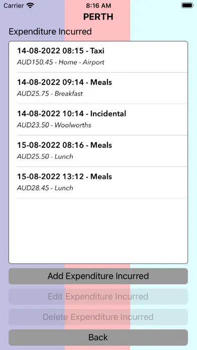 Capturas de tela do Travel Budget Tracker