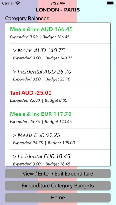 Capturas de tela do Travel Budget Tracker