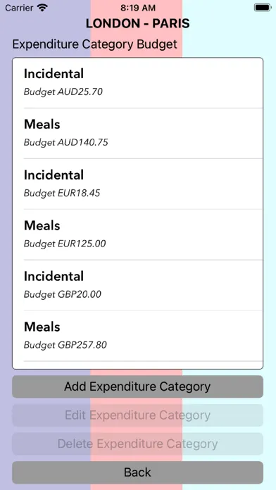 Capturas de tela do Travel Budget Tracker