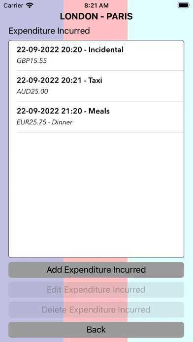 Capturas de tela do Travel Budget Tracker