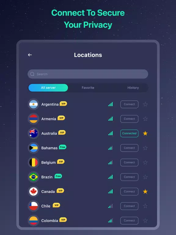 ภาพหน้าจอของ StealthVPN: Privacy Shield iPad 