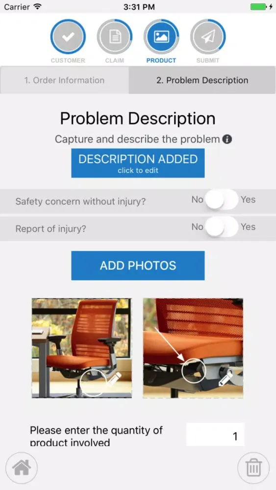 Steelcase Issue Resolution Screenshots