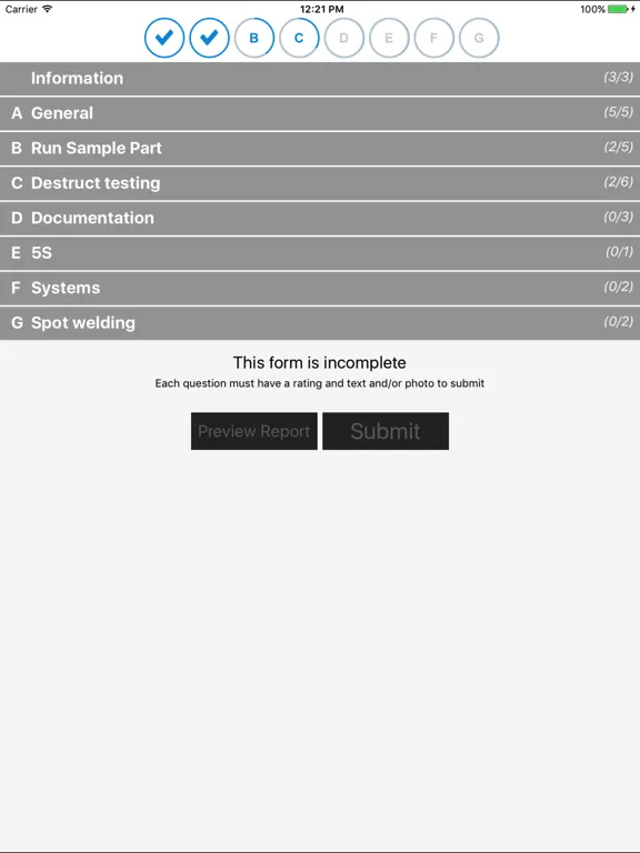 Screenshot di Steelcase Weld Self-Assessment iPad 