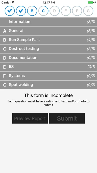Screenshot di Steelcase Weld Self-Assessment
