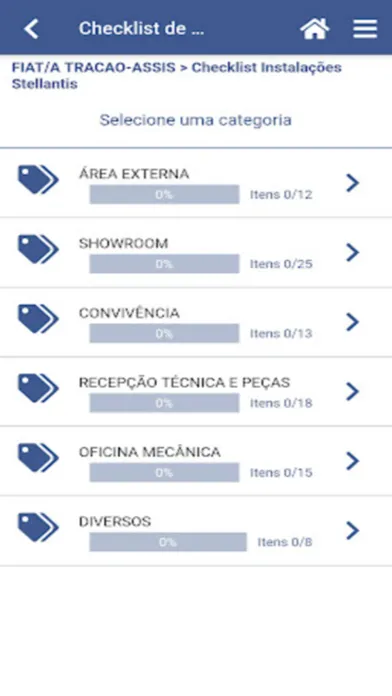 Captures d'écran de Checklist Estrutura Stellantis