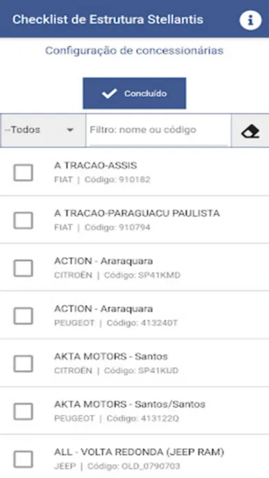 Captures d'écran de Checklist Estrutura Stellantis