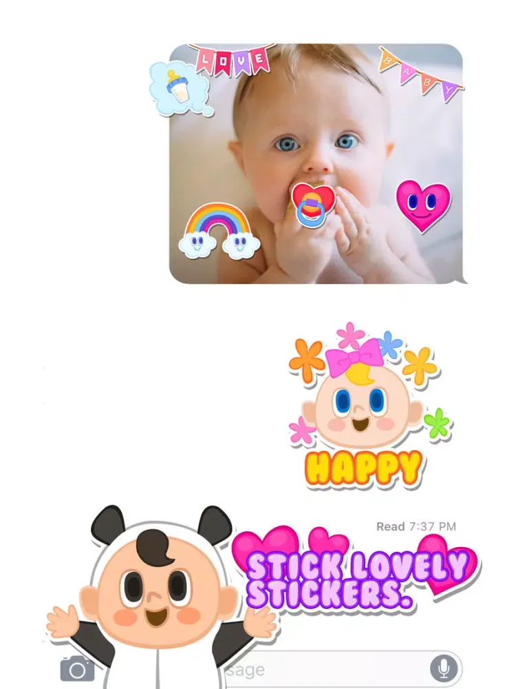Lovely Cute Baby Stickers iPad  स्क्रीनशॉट
