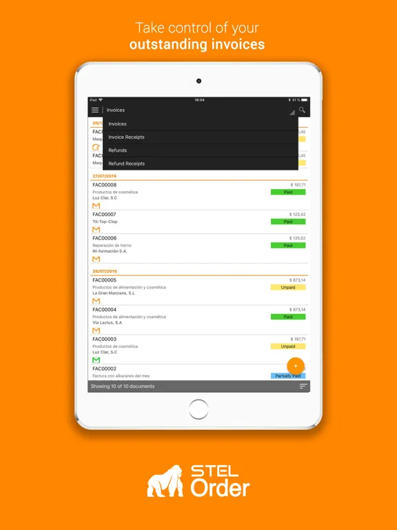 Tangkapan layar STEL Order - ERP & CRM iPad 