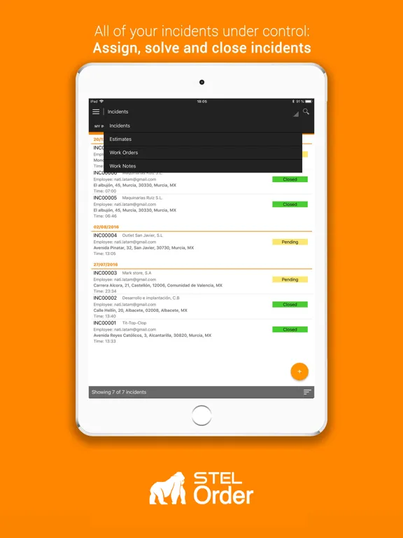 Tangkapan layar STEL Order - ERP & CRM iPad 