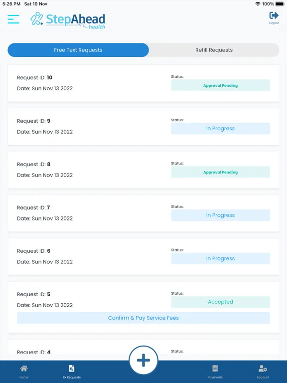 StepAhead Health iPad  Screenshots