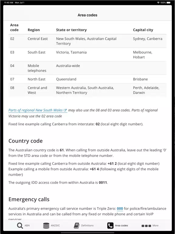 Ảnh chụp màn hình của Aussie Data Helper iPad 