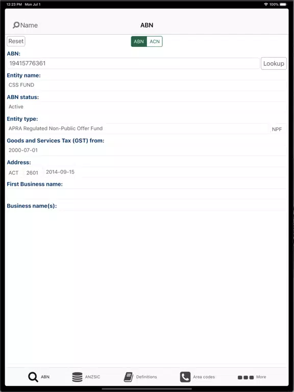 Ảnh chụp màn hình của Aussie Data Helper iPad 