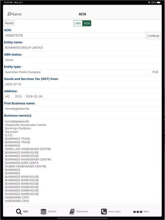 Ảnh chụp màn hình của Aussie Data Helper iPad 