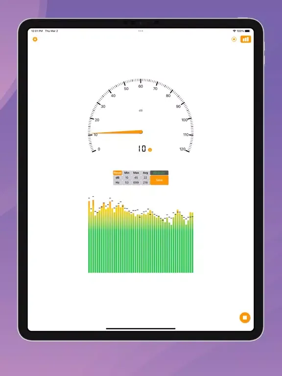 Tangkapan layar Sound Detector iPad 