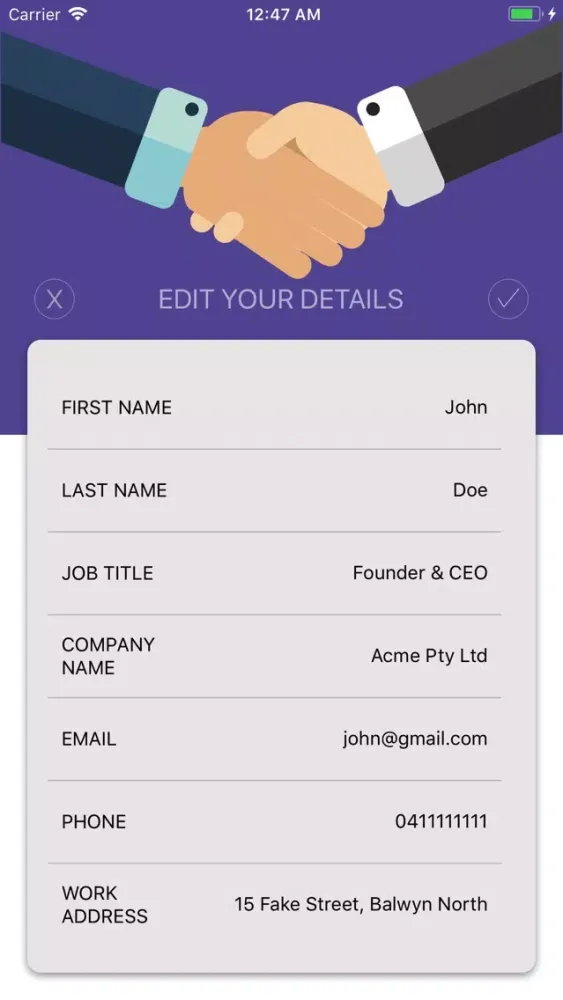 Captures d'écran de Lazy Contact - Business Card