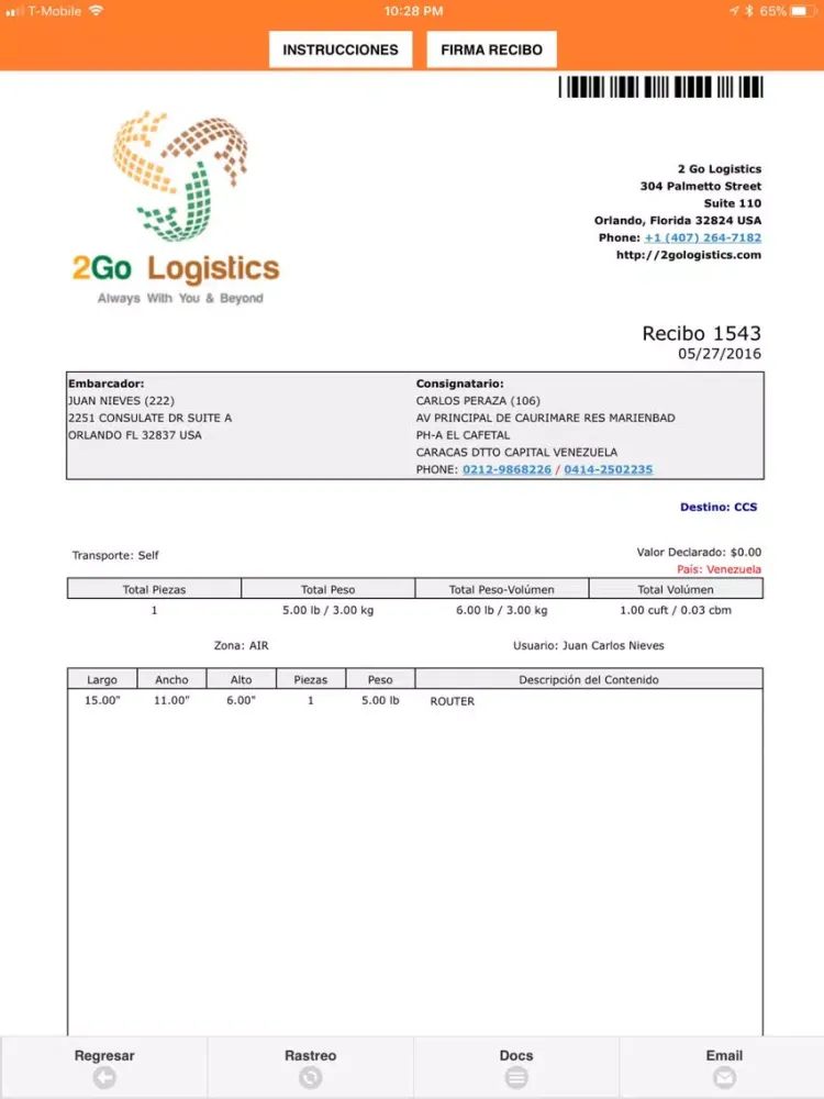 2GO Logistics iPad  سکرین شاٹس